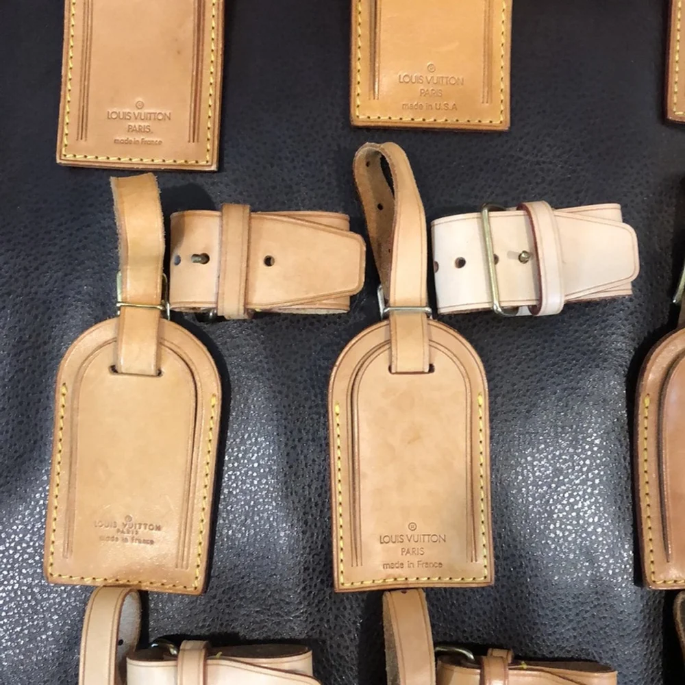 M LOUIS VUITTON LV Luggage Tag & LV Poignet - One Set Vachetta Leather